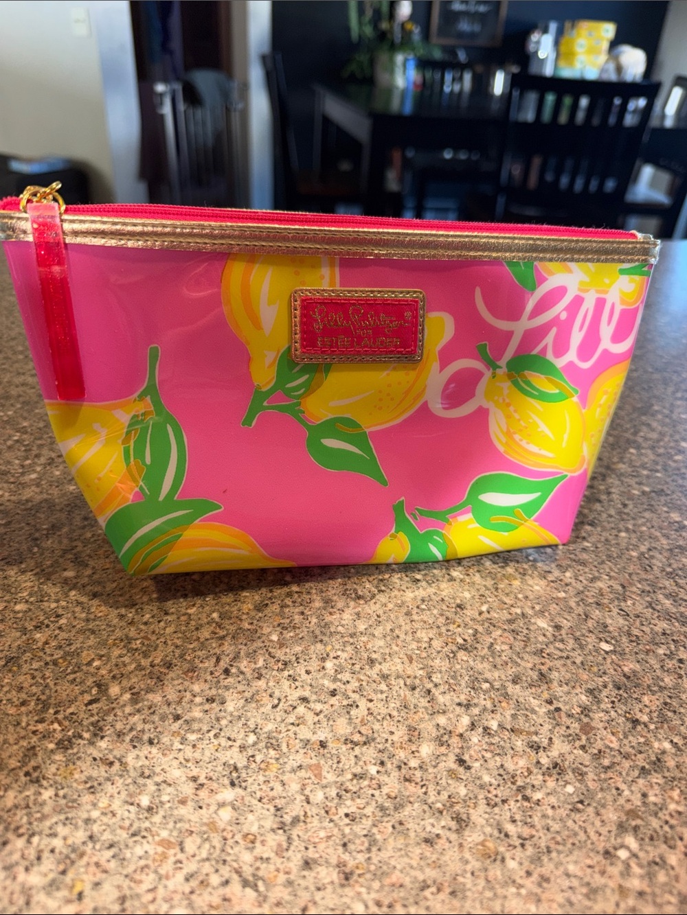 Lilly pulitzer estee lauder lemon makeup bag